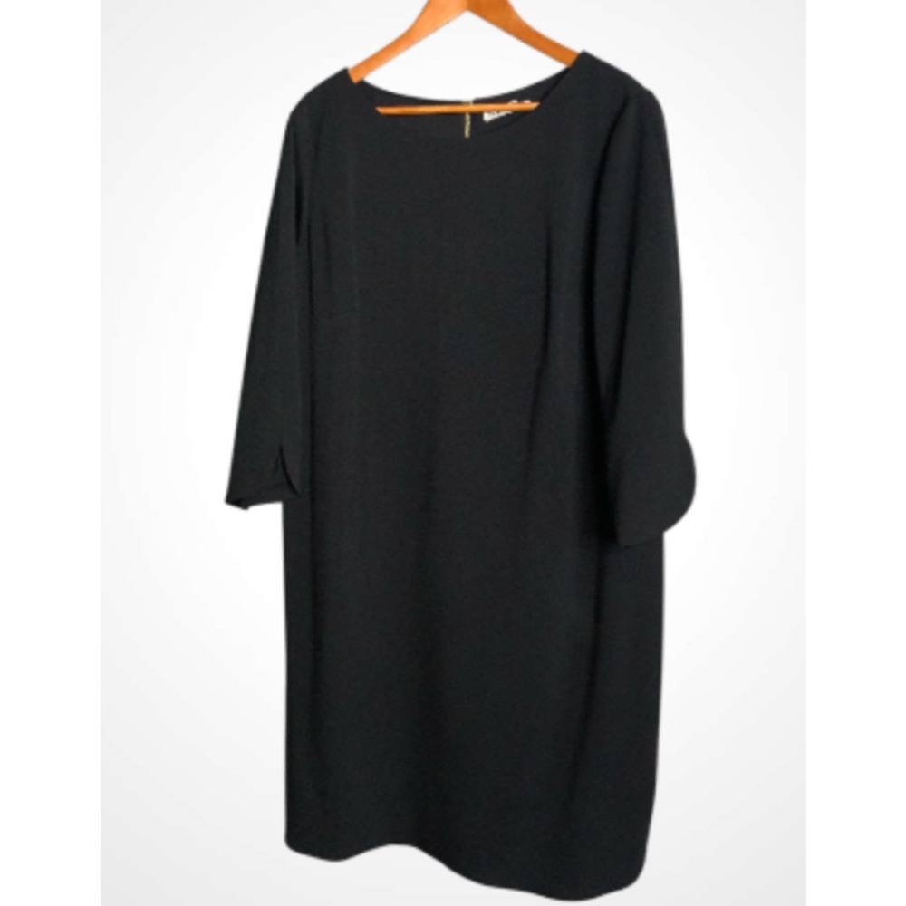 Eliza J Classic Black Heavy Knit 3/4 Sleeve Shift Dress 18W